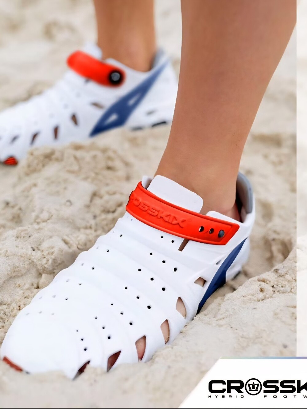 CrosskiX Men’s White Sandals with Red Strap